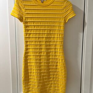 Michael Kors Yellow Textured Mini Dress